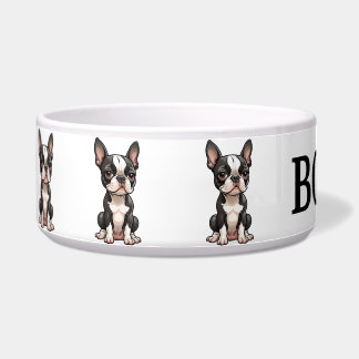 Comedero Tazón personalizado de Boston Terrier de dibujos a