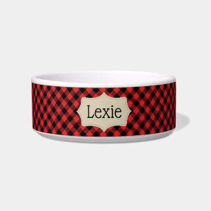Comedero Tazón personalizado de cuadros rojos y negros para