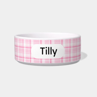 Comedero Tazón personalizado de estilo rosa a cuadros para