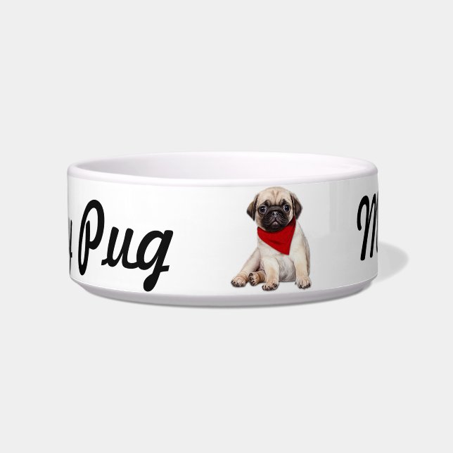 Comedero Tazón personalizado para mi Pug (Frente)