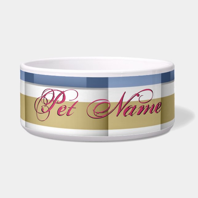 Comedero Tazón personalizado para perro con rayas de mocasí (Frente)
