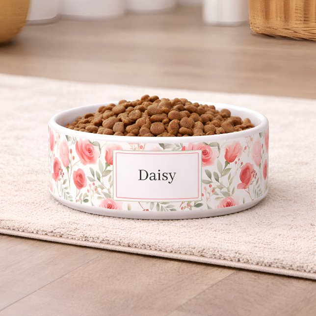 Comedero Tazón personalizado para perros con flores y nombr (Subido por el creador)