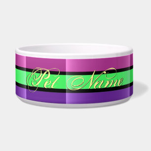 Comedero Tazón personalizado para perros con rayas de color