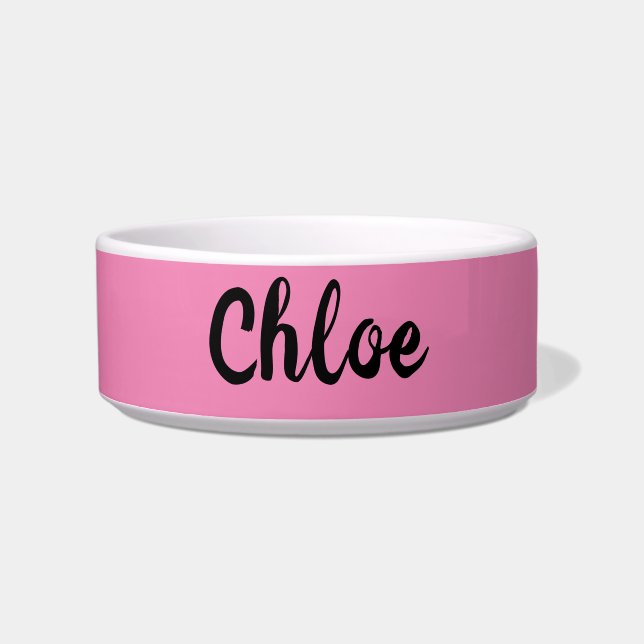 Comedero Tazón personalizado rosa para perro o gato (Frente)
