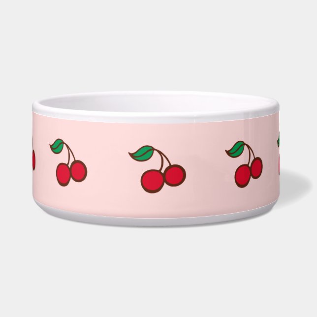 Comedero Tazón retro para mascotas de cereza (Frente)