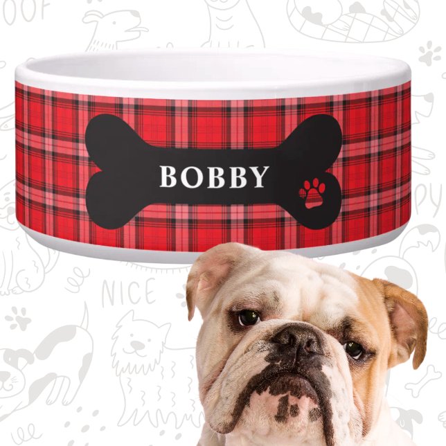 Comedero Tazón rojo para mascotas con estampado de búfalo (Subido por el creador)