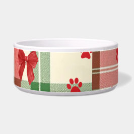 Comedero Tazón rústico de Navidad para gatos – Rojo y verde