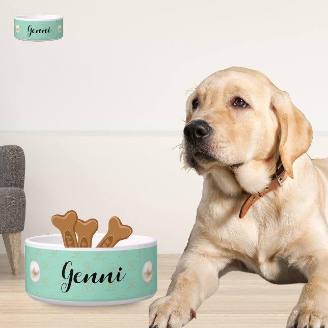 Comedero Tazones Personalizados de Cerámica para Mascotas:  (Personalized Ceramic Pet Bowls Elegant & Large)