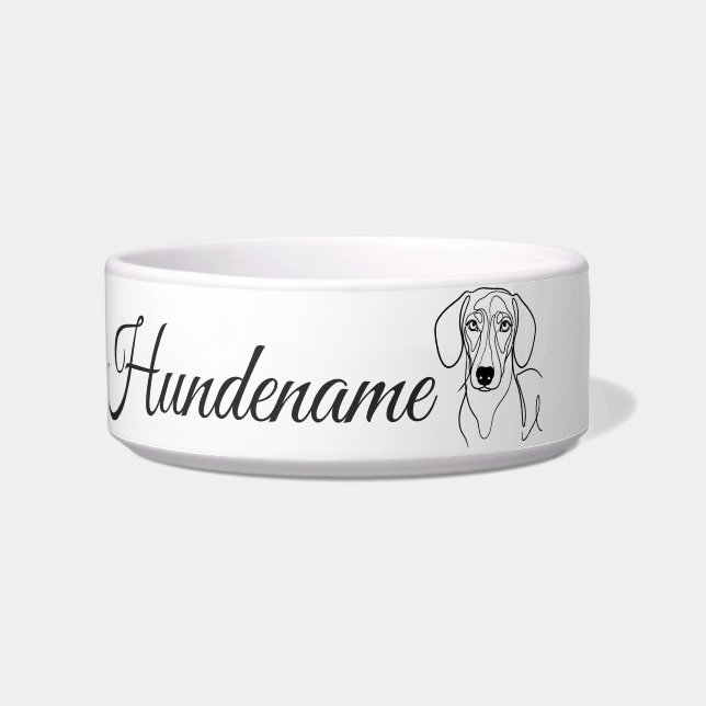 Comedero Teckel Minimalist Line Art personalized bowl (Frente)