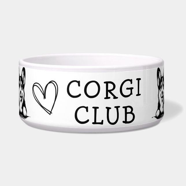 Comedero Tema Corgi negro y blanco (Frente)
