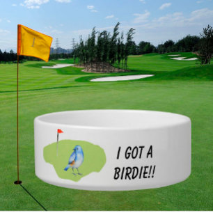 Comedero Tema del golf divertido Gato personalizado Birdie
