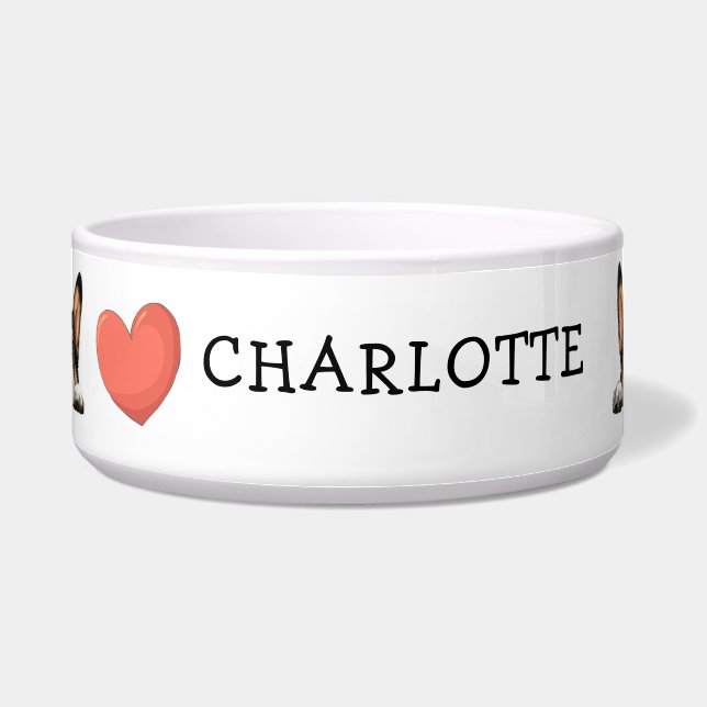 Comedero Tema personalizado de Corgi negro curioso (Frente)