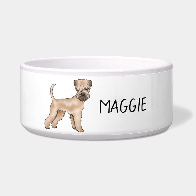 Comedero Terrier de trigo de capa suave con nombre personal (Frente)