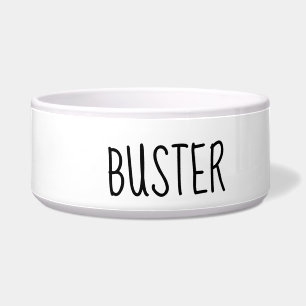 Comedero Texto negro del nombre del tazón del perro blanco