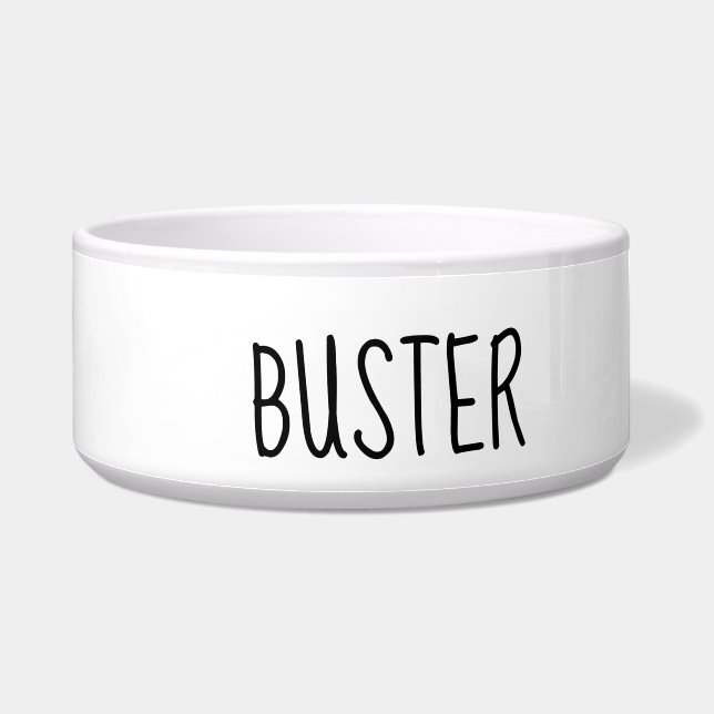 Comedero Texto negro del nombre del tazón del perro blanco (Derecha)