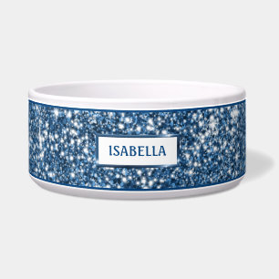 Comedero Textura de brillo azul falso con nombre personaliz