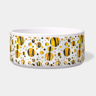 Comedero Tigre de punto de polka impresión negro y Naranja