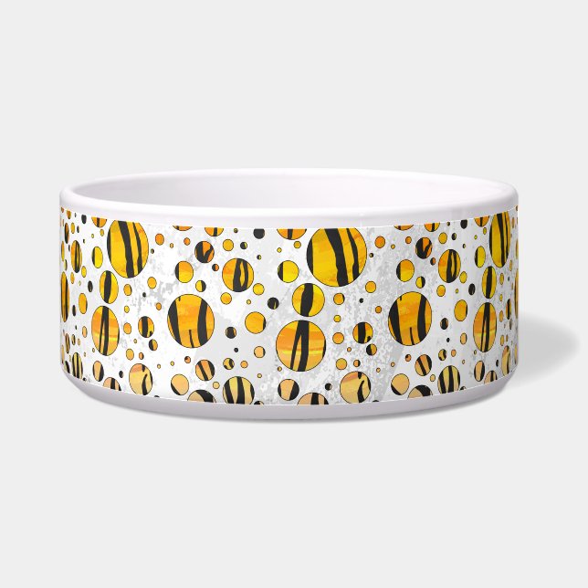 Comedero Tigre de punto de polka impresión negro y Naranja (Derecha)