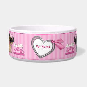 Comedero Tiras rosadas de Pug Cuties - Personalizar