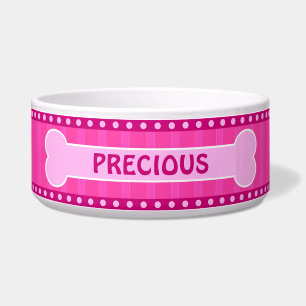 Comedero Tiras rosadas finas de hueso y patas de gran tazón