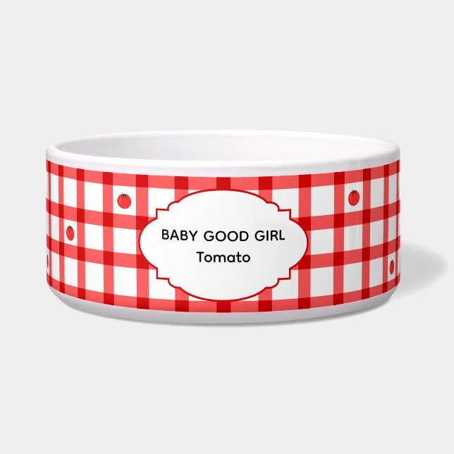 Comedero Tomates de Gingham Rojo Bonita Niña (Frente)