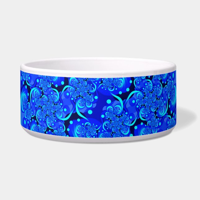 Comedero Tonos de arte fractal azul moderno abstracto (Frente)