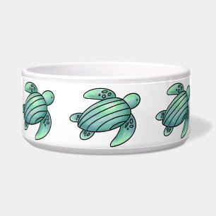 Comedero tortuga marina pintada con acuarela azul verde de 