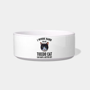 Comedero Trabajo Duro Para Que Mi Gato De Tuxedo Pueda Tene
