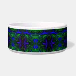 Comedero Traços azuis 'flutuando' sobre fundo verde.