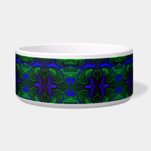 Comedero Traços azuis 'flutuando' sobre fundo verde.