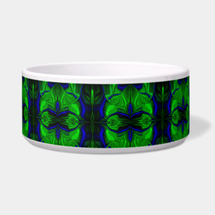 Comedero Traços e formas azuis e verde, quase listrado.