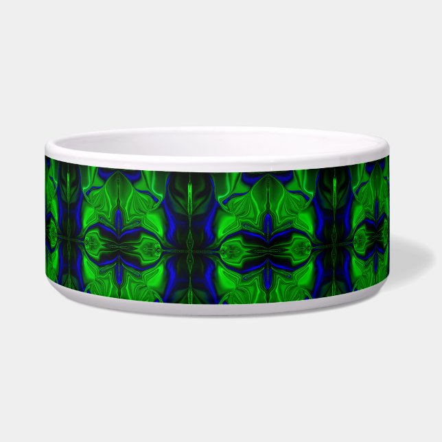 Comedero Traços e formas azuis e verde, quase listrado. (Frente)