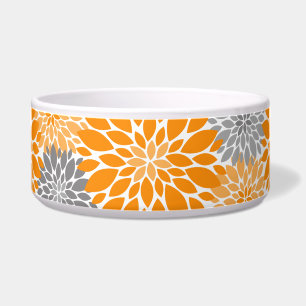 Comedero Trama floral de crisantemos Naranja y gris