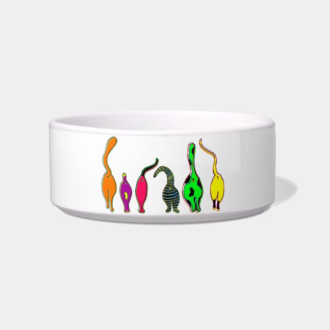 Comedero Traseros de Gatos Coloridos (Frente)