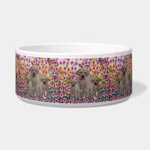 Comedero Tres cachorros Labrador pintados al óleo,