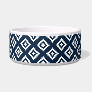 Comedero Tribal, azteca, azul marino y perro blanco