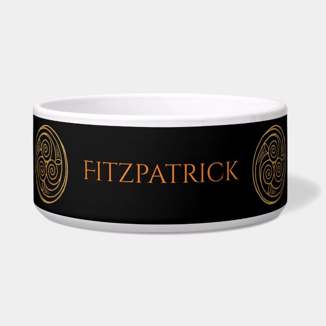 Comedero Triple nuca celta Swirl Mandala Cerámica Tazón de  (Frente)