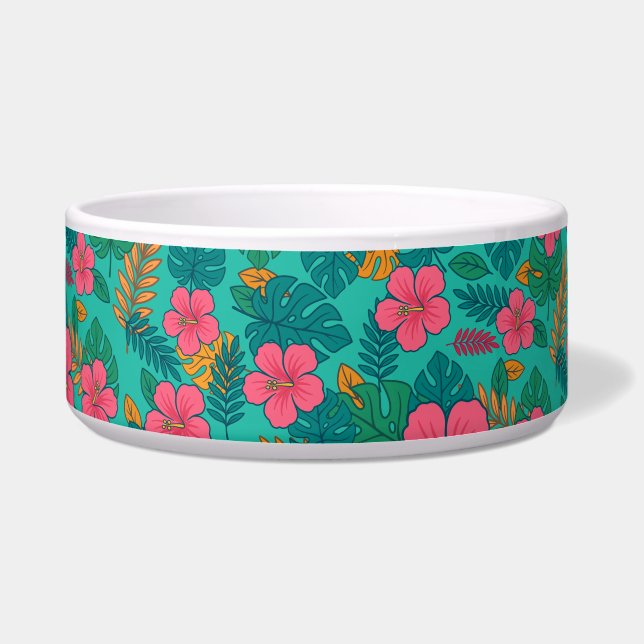 Comedero Tropical Hibiscus and Palm Leaf Pattern  (Frente)