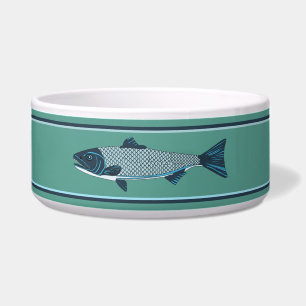 Comedero Trucha de arte popular azul/salmón