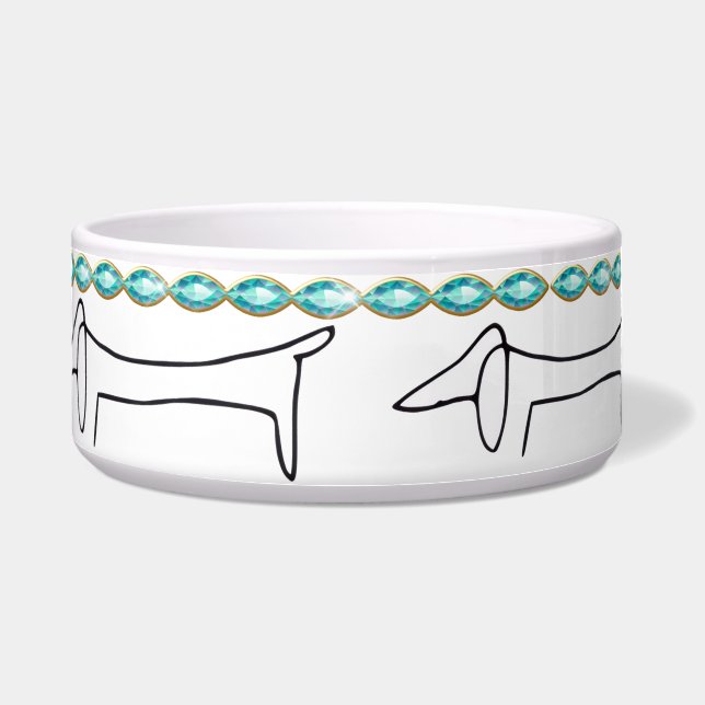 Comedero Turquoise Bling Dachshund Pet (Frente)