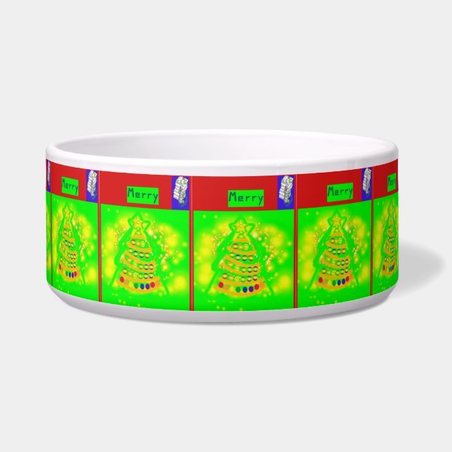 Comedero Un alegre tazón de cerámica para mascotas (Frente)