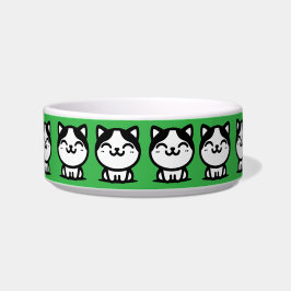 Comedero Un tazón de gatos verdes lindo