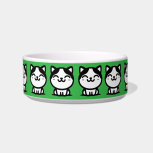 Comedero Un tazón de gatos verdes lindo