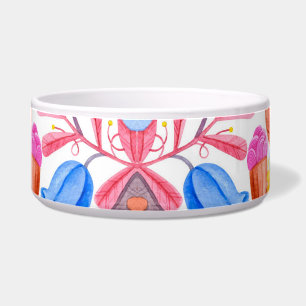 Comedero Un tazón decorativo con un abstracto colorido