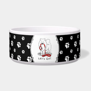 Comedero ¡Vamos! (para un paseo) Samoyed con correa roja Di