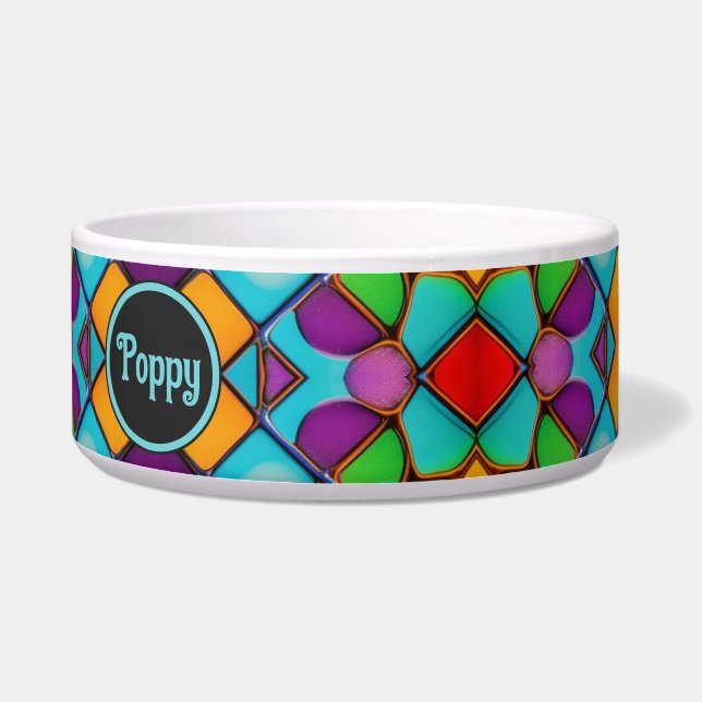 Comedero Ventana de vidrio brillante brillante con nombre (Derecha)