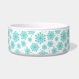Comedero Verde azulado Snowflake en blanco con motivos de p