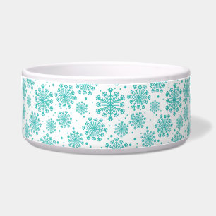 Comedero Verde azulado Snowflake en blanco con motivos de p