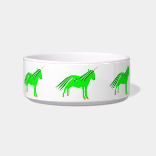 Comedero Verde irlandés lindo y unicornio de oro