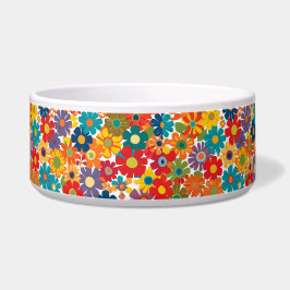 Comedero Vibrant Retro 60s Daisy Flower Power Pattern